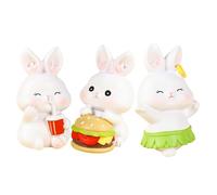 HOOTNEE 3pcs Resin Bunny Cake Toppers Set - Miniature Small Rabbit Figurines for Party Supplies, Cute Non-edible Garden Rabbit Decorations for ’s Birthday Cakes