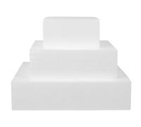 HOOTNEE 3pcs Square Foam Cake Dummy for Cake Decorating Practice Safe and Cost-saving in White for Family and Coworkers