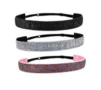 HOOTNEE 3pcs Women S Elastic Non-slip Yoga Headbands for Sports and Exercise Wide Breathable Stretch Head Wraps for Comfortable Fit for Volleyball Basketball Cheer Dance Teams Silver