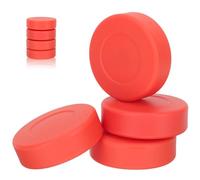 HOOTNEE 4Pcs Adjustable Hardness Rubber Ice Hockey Training Pucks PVC Flat Surface Red Practice Hockey Puck Set for Indoor and Outdoor