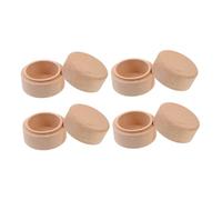 HOOTNEE 4pcs Beechwood Tooth Box Round Wood Box Wooden Container for Rings Coins Tooth Fairy Keepsake Storage