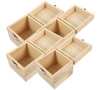 HOOTNEE 4pcs Decorative Wooden Storage Box with Lock Lid Beige Natural Wood Creative Box for Keepsake and Treasure Savers 3.93x3.93x3.93in