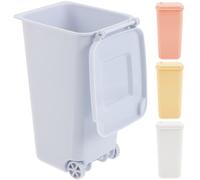 HOOTNEE 4pcs Desktop Trash Cans Plastic Wastebaskets with Wide Opening Design Simple Beautiful Look Small Countertop Bins for Desktop and Living Area Storage