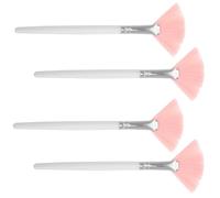 HOOTNEE 4pcs Fan Makeup Brush Set for Face Application Soft Nylon Bristles with Plastic and Aluminium Handles for Blending Highlighting and Blusher for Professional Makeup Artists