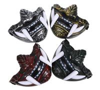 HOOTNEE 4Pcs Japanese Style Hannya Demon Mask Set with Fangs for Halloween Party Cosplay, Gold Green Red Silver, Drama Performance and Dress-Up Accessories