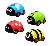 HOOTNEE 4Pcs Ladybug Shaped Pull Back Car Friction Powered Educational Vehicle for Battery Fun and Cognitive Development Insect Design Random Color