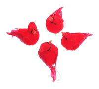 HOOTNEE 4Pcs Mini Red Cardinal Artificial Birds Ornaments with Single Leg Simulation Feathered Small Birds for Garden Patio Decoration and Indoor Table Display