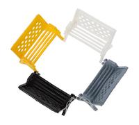 HOOTNEE 4pcs Miniature Beach Figurines Realistic Micro Landscape Mini Benches in White Yellow Black Grey Simulation Mini Chair Model for DIY Garden Decoration and Dollhouse Crafting