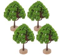HOOTNEE 4Pcs Miniature Street Trees Model with 4.5Cm Artificial Trees and 2Cm Bases for Building Scale Diorama Landscape Green Scenery Decoration and Model Train Scenery