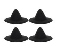 HOOTNEE 4pcs Miniature Witch Hats for Dolls Small DIY Craft Decorations Tiny Black Wizard Caps for Halloween Doll Dress Up and Pet Photo Props