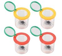 HOOTNEE 4pcs Observation Box Set with Magnifying Viewer, Red and Yellow Handheld Bug Catcher for Outdoor Nature Exploration and Educational Learning