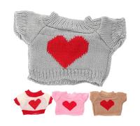 HOOTNEE 4pcs Replaceable Bear Doll Clothes Set, Stuffed Animal Sweaters with Heart Patterns in Khaki, Pink, Coffee and Red, Doll Garments Accessories for Plush