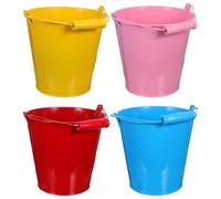 HOOTNEE 4pcs Sand Buckets Set Tinplate Mini Beach Buckets in Candy Colors (blue, Pink, Red, Yellow) for ’s Outdoor Sand and Snow Play