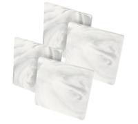 HOOTNEE 4pcs Square Gray Marble Ceramic Cup Coasters Set, Decorative Heat-resistant Anti-slip Drink Mats for Tea Cups and Bowls, Sturdy Table Protectors for Home and Party Use