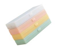 HOOTNEE 4pcs Translucent Frosted Pencil Cases with Snap Closure Medium Colored Stationery Boxes for Students DIY Sticker-Friendly Pen Organizers in White Green Yellow