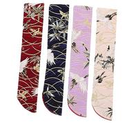 HOOTNEE 4pcs Vintage Handheld Fan Storage Bag Japanese Folding Fan Pouch with Elegant Floral Patterns Compact Portable Sleeve for Easy Carrying