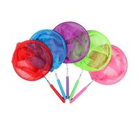 HOOTNEE 5 Pieces Colored Retractable Insect Catching Net for Extendable Stainless Steel Fishing Nets Fluorescent Green Red Purple Light Blue and Pink Outdoor Garden for Bug Catching Fun