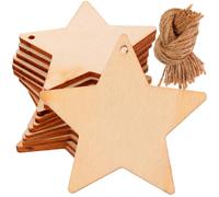 HOOTNEE 50 Sets Decorative Wood Slices Pentagram Shaped Wood Slices Natural with Rope for Creative Handicrafts Hanging in The Living Room Suitable