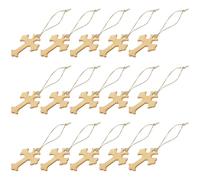 HOOTNEE 50pcs Natural Wood Cross Ornaments with Jute String, Small Wooden Hanging Cross Decor for Christmas Tree and Wedding Decorations, Rustic Religious Wall Adornments