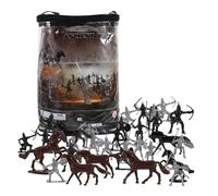 HOOTNEE 52pcs Medieval Knight Soldier Miniature Figures and Horseback Models Set, Miniature People Models for ’ Sand Tray and Play Scenes, European Cavalry War Playset