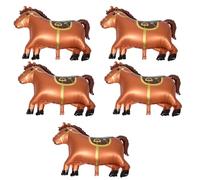 HOOTNEE 5pcs Brown Giant Horse Foil Balloons for Birthday Party Decorations Cowboy Theme Inflatable Animal Balloons for Shower and Holiday Events