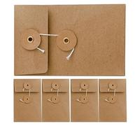 HOOTNEE 5pcs Kraft Paper Envelopes Vintage Style Brown Envelopes with Button and String Secure Sealing for Longterm Storage for Organizing Photos Greeting Cards and Office Use