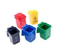 HOOTNEE 5Pcs Miniature Garbage Can Model with Smooth Surface Creative Design and Multi-purpose Use for Mini House Supplies Sand Table Decoration and DIY Scene Adornment