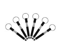 HOOTNEE 6pcs Black Alloy Stylus Pens with Keyring for Phones and Tablets, High Sensitivity Capacitive Touch Screen Pens, Multifunctional Mini Stylus Keychain Accessories