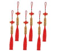 HOOTNEE 6pcs Chinese Knot Copper Coin Tassel Pendant Lunar New Year Decoration New Year Hanging Decor Five Emperor Coin Car Pendant Ancient Chinese Copper Jewelry