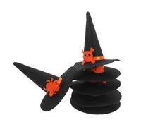 HOOTNEE 6pcs Halloween Witch Hats Small Felt Wizard Caps with Skull Spider Cat Pumpkin DIY Decoration for Festival Party Home Decor