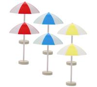 HOOTNEE 6pcs Miniature Beach Umbrellas for Doll House DIY Accessories Stable Resin Material Red Blue Yellow Parasol Decorations for Micro Landscape and Playroom