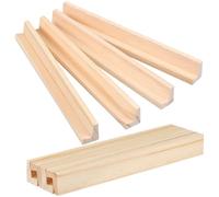 HOOTNEE 8Pcs Wooden Domino Racks with 19Cm Letter Bases, Multi-Function DIY Wooden Stand for Desktop Domino Display and Cards Holder