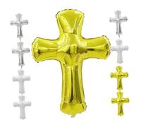 HOOTNEE 9pcs Cross Shape Foil Balloons for Baptism Party Decorations for Christening Celebrations Unique Cross Design for Memorable Religious Events