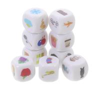 HOOTNEE 9pcs Storytelling Dice with Bag Acrylic Creative Story Cubes for Language Learning Imagination and Social Interaction Board Game Supply for Parties and Educational Use