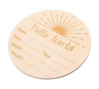 HOOTNEE Announcement Sign Natural Wood Birth Plaque for Photo Props Nursery Decoration Shower Present Cute Round Design for Parents and Celebrations