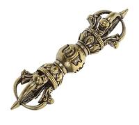 HOOTNEE Antique Brass Vajra Pestle Ornament Vintage Tibetan Brass Crafts Mini Vajra Pestle Decor Desktop Religious Adornment for Home and Office Display