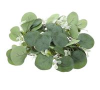 HOOTNEE Artificial Eucalyptus Candle Ring Wreath Small Wreath for Craft Green Pe and Fabric Ring Artistic Style Winter Festival Touch Displaying on A Mantel Or Shelf