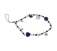 HOOTNEE Beaded Phone Lanyard Blue Crystal DIY Decorative Wrist Strap Lightweight Mobile Phone Charm for Women Anti-lost Wear-resistant Hanging Accessory