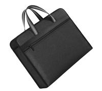 HOOTNEE Black Canvas Document Organizer Bag with Zipper Closure and Multilayer Design, Sleek Handcarry Tote for Meeting and Formal Occasions, Prevents Files from Falling and Easy