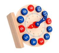 HOOTNEE Bright Color Wooden Clock for Learning to Tell Early Educational Cognition Teaching Clock for First Grade Students Interactive Math and Color Recognition Learning Tool