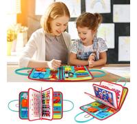 HOOTNEE Busy Board Educational with Alphabets Numbers Shapes Zippers Buttons Lightweight Sensory Activity Learning Life Skills Preschool Travel for Boys