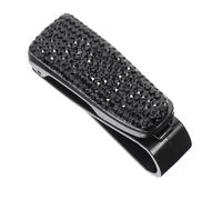 HOOTNEE Car Sun Visor Glasses Clip with Rhinestone Decoration Portable Sunglasses Holder for Car Interior Black Plastic Organizer