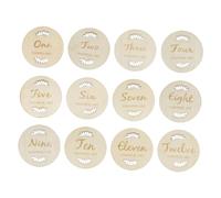 HOOTNEE Cards Sharing Monthly Wooden for Baby Beige Newborn on Babies Keepsake for Recording Growth and Social Media for Shower and Newborn Gifts