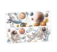 HOOTNEE Cartoon Astronaut Wall Stickers Starry Decoration Wall Decals Removable Non-damaging PVC Material Cheerful Style Indoor Living Room