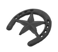 HOOTNEE Cast Iron Horseshoe Wall Hanging with Star Detail Metal Horseshoe Sculpture Home Décor Accent for Wall Art Rustic Iron Ornament Suitable for Living Room and Entryway Decoration