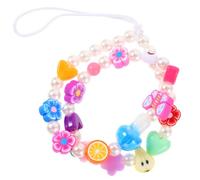 HOOTNEE Colorful Beaded Phone Charm Lanyard Heart Fruit Flower Design, Short Cellphone Wrist Strap for Smartphone Decoration, Random
