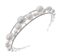 HOOTNEE Crystal Pearl Headband Silver Handmade Vintage Hair Accessory High-End Hair Decor for Wedding and Photography