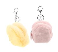 HOOTNEE Cute Plush Coin Pouch Mini Wallet with Keychain for Girls Pink and Yellow Adorable Earphone and Key Storage for Boys and Girls and Teens Mini Bag for Daily Use