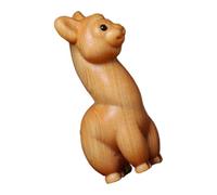 HOOTNEE Cute Wooden Alpaca Figurine Small Animal Sculpture Unique Handcrafted Desktop Ornament for Home Decor and Creative Woodcarving Animal Craft for Desks and Shelves