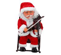 HOOTNEE Electric Santa Claus Small Christmas Decoration with Music and Rocking Chair Colorful Festival Plaything for Party Favor and Holiday Home Ornament